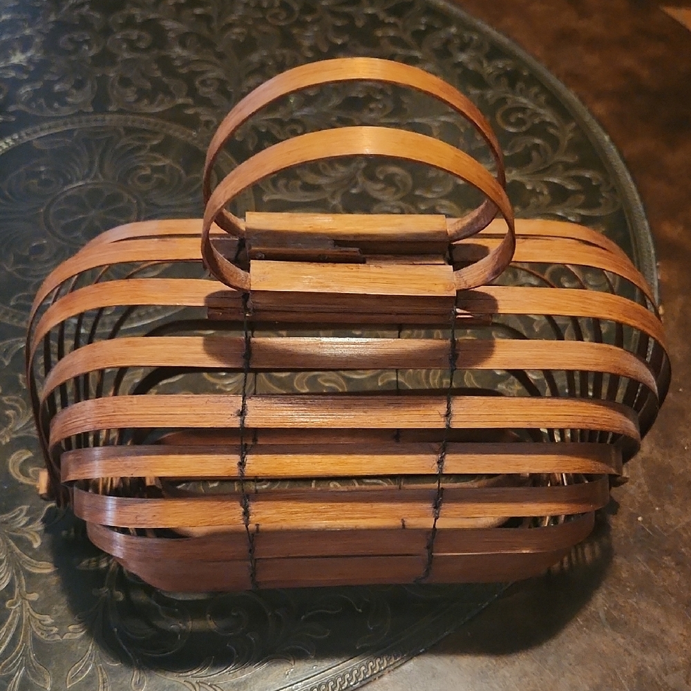 Elegant Brown Wooden Handbag